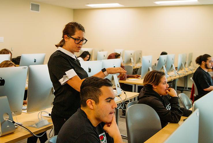 Students and professors in computer lab